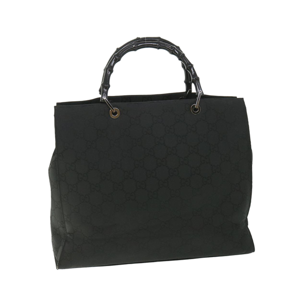 GUCCI GG Canvas Bamboo Hand Bag Black 002 1015 Auth fm2780 - Picture 1 of 16
